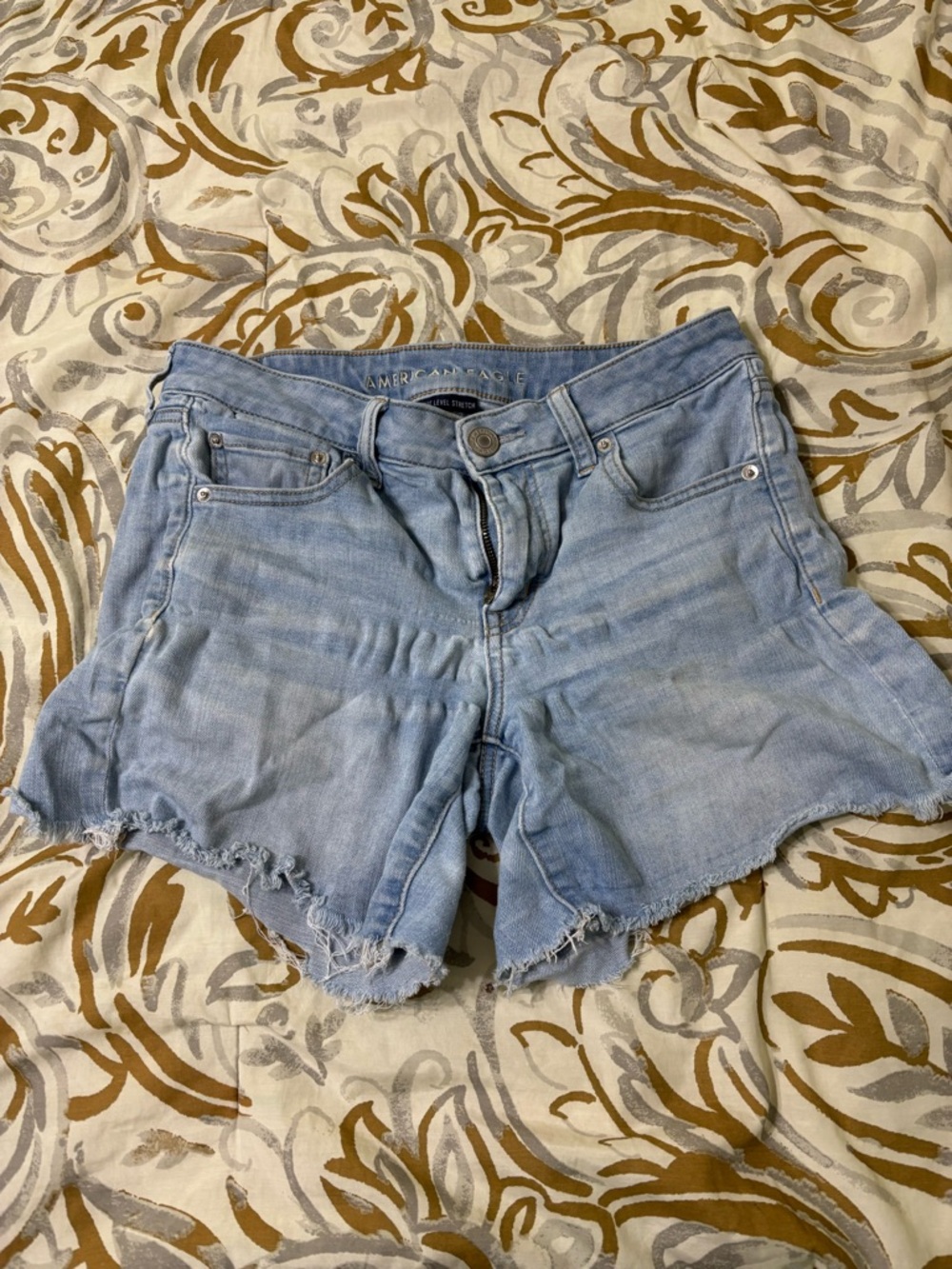 American Eagle Outfitters Light Blue Distressed Denim Shorts